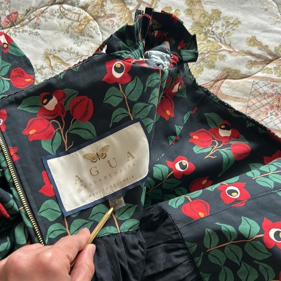 Agua by Agua Bendita Alheli Maxi dress Size XS Red Green Off Shoulder - Picture 13 of 16